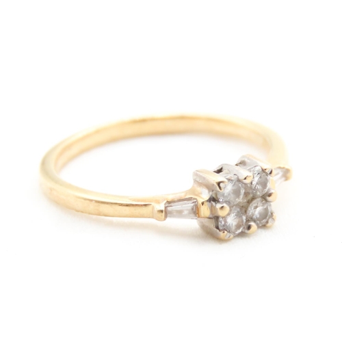 32 - Four Stone Diamond Ring with Further Diamonds Set to Shoulders Mounted in 18 Carat Yellow Gold Ring ... 