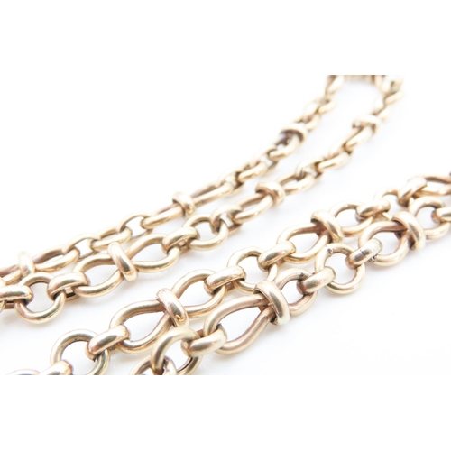 320 - 9 Carat Yellow Gold Mixed Link Necklace 44cm Long with Barrell Ring Clasp