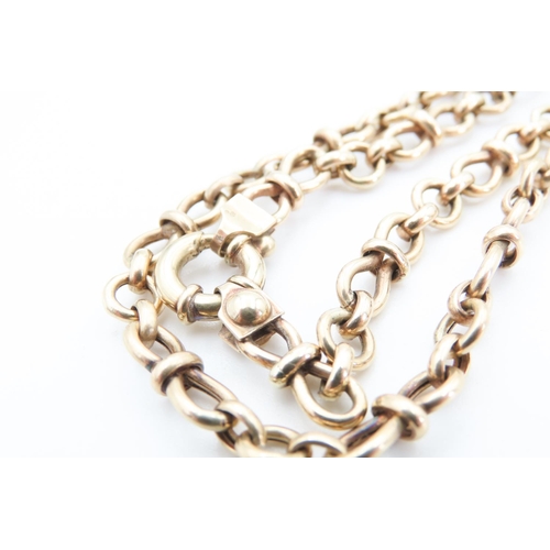 320 - 9 Carat Yellow Gold Mixed Link Necklace 44cm Long with Barrell Ring Clasp