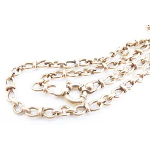 320 - 9 Carat Yellow Gold Mixed Link Necklace 44cm Long with Barrell Ring Clasp