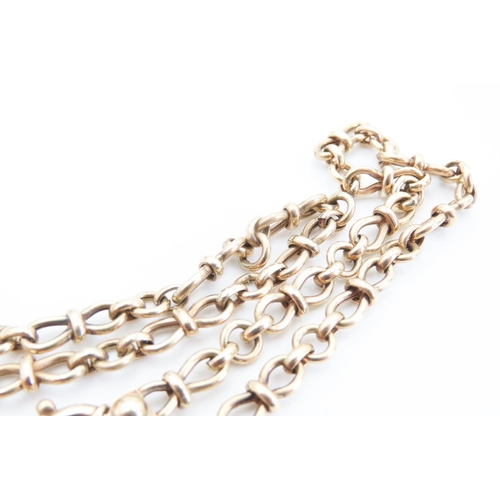 320 - 9 Carat Yellow Gold Mixed Link Necklace 44cm Long with Barrell Ring Clasp