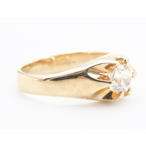 323 - Glacier Topaz Set Statement Solitaire Ring Mounted on 9 Carat Yellow Gold Band Size N