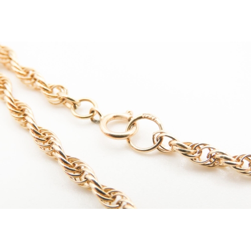 324 - 9 Carat Yellow Gold Rope Chain Necklace 46cm Long