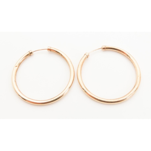 327 - Pair of 9 Carat Yellow Gold Hoop Earrings 4cm Diameter