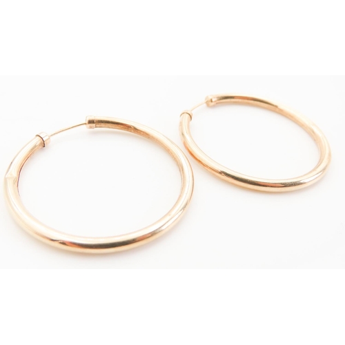 327 - Pair of 9 Carat Yellow Gold Hoop Earrings 4cm Diameter