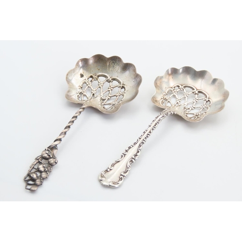 Two Silver Sugar Sifter Spoons 10cm Long