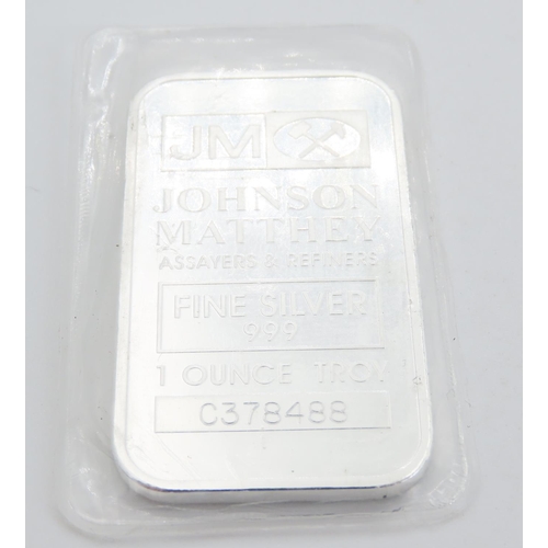 338 - 1 Troy Ounce Fine 999 Silver by Johnson Matthey