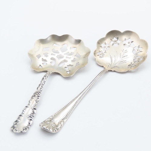 344 - Two Silver Sugar Sifter Spoons 10cm Long