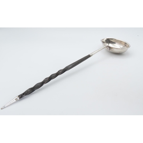 345 - Silver Serving Spoon with Silver Set Top Restrained Form with Whale Sinew Handle 34cm Long