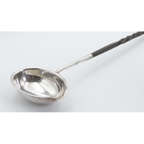 345 - Silver Serving Spoon with Silver Set Top Restrained Form with Whale Sinew Handle 34cm Long