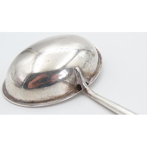 345 - Silver Serving Spoon with Silver Set Top Restrained Form with Whale Sinew Handle 34cm Long