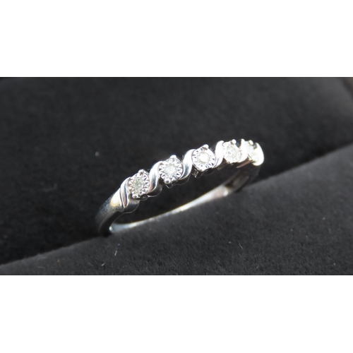 346 - Five Stone Diamond Rubover Setting Ring Mounted in 9 Carat White Gold Ring Size O