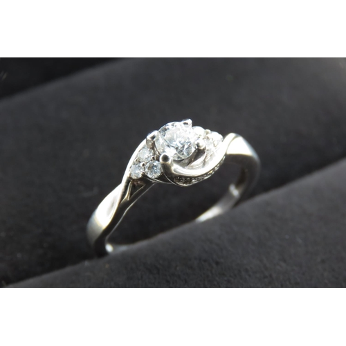 349 - Diamond Set Ladies Ring Mounted in 18 Carat White Gold with Further Diamonds Set to Shoulders Ring S... 