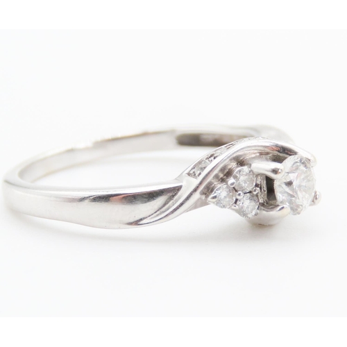 349 - Diamond Set Ladies Ring Mounted in 18 Carat White Gold with Further Diamonds Set to Shoulders Ring S... 