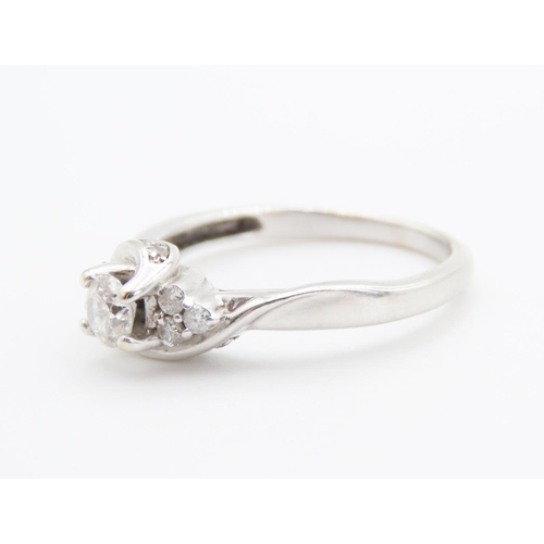 349 - Diamond Set Ladies Ring Mounted in 18 Carat White Gold with Further Diamonds Set to Shoulders Ring S... 