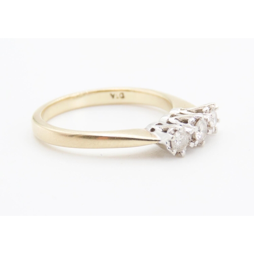 355 - Three Stone Basket Set Diamond Ring Mounted on 9 Carat Yellow Gold Total Diamond Carat Weight 0.25ct... 