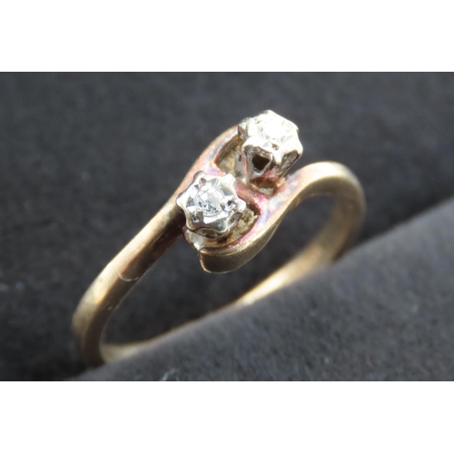 358 - Diamond Set Toi et Moi Ring Mounted on 9 Carat Yellow Gold Ring Size J