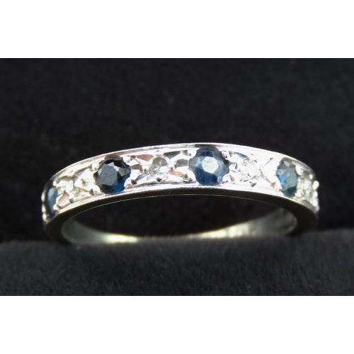 364 - Five Stone Sapphire and Diamond Ring Mounted in 9 Carat White Gold Ring Size L