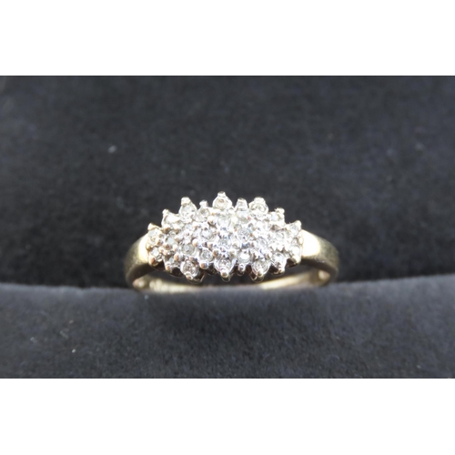 366 - 9 Carat Yellow Gold Diamond Set Ladies Cluster Ring Total Diamond Carat Weight 0.10ct Ring Size L