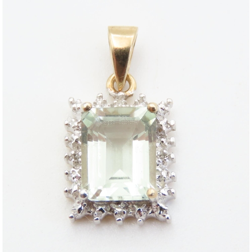 368 - Aquamarine and Diamond Set Pendant Mounted in 9 Carat Yellow Gold 2cm Drop  Further Set on 9 Carat Y... 