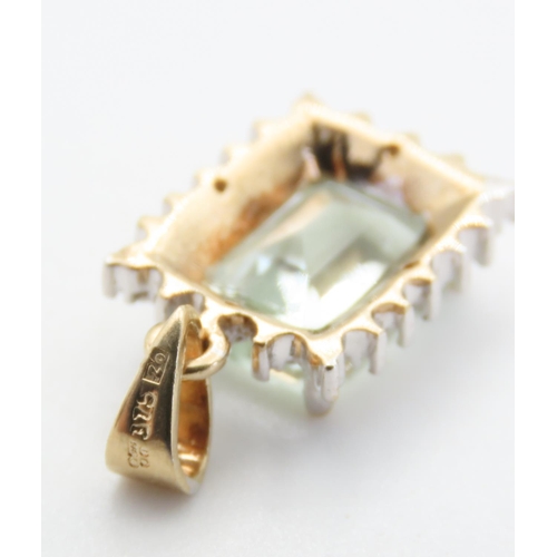 368 - Aquamarine and Diamond Set Pendant Mounted in 9 Carat Yellow Gold 2cm Drop  Further Set on 9 Carat Y... 