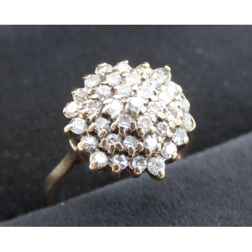 369 - Ladies Diamond Set Cluster Ring Mounted in 9 Carat Yellow Gold ring Size L