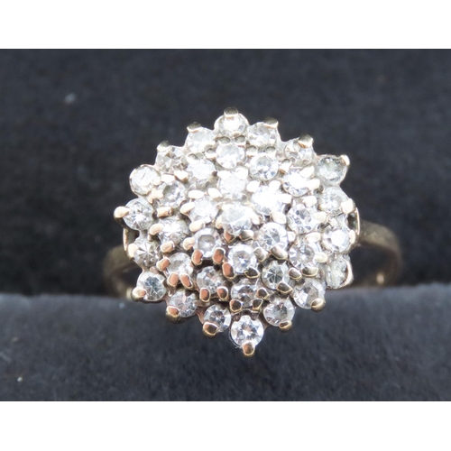 369 - Ladies Diamond Set Cluster Ring Mounted in 9 Carat Yellow Gold ring Size L