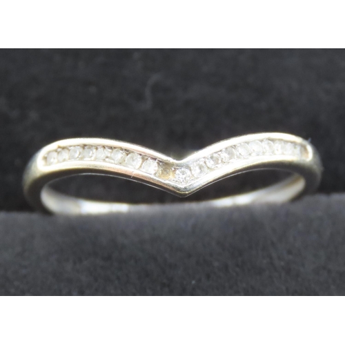 371 - 9 Carat White Gold Diamond Set Wishbone Ring Size O