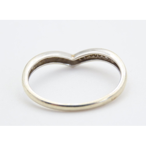 371 - 9 Carat White Gold Diamond Set Wishbone Ring Size O