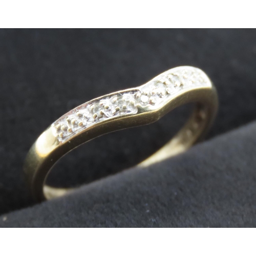 373 - 9 Carat Yellow Gold Diamond Set Wishbone Ring Size M