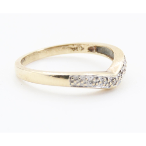 373 - 9 Carat Yellow Gold Diamond Set Wishbone Ring Size M