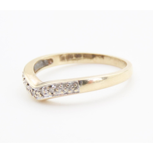 373 - 9 Carat Yellow Gold Diamond Set Wishbone Ring Size M