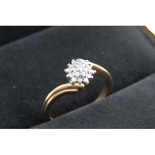 374 - 9 Carat Yellow Gold Diamond Set Wrap Around Form Ring Size P