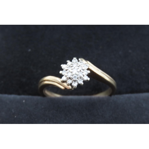 374 - 9 Carat Yellow Gold Diamond Set Wrap Around Form Ring Size P