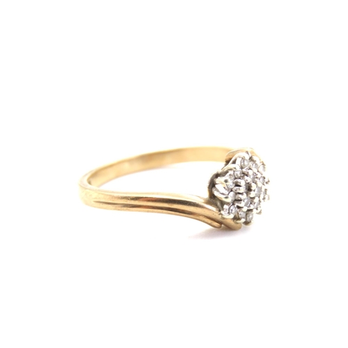 374 - 9 Carat Yellow Gold Diamond Set Wrap Around Form Ring Size P