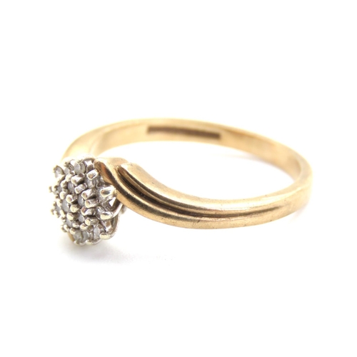 374 - 9 Carat Yellow Gold Diamond Set Wrap Around Form Ring Size P