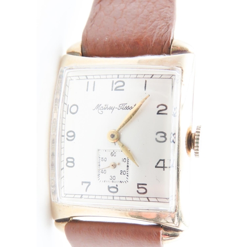 387 - Mathey Tissot 10 Carat Gold Filled Watch with Brown Leather Strap