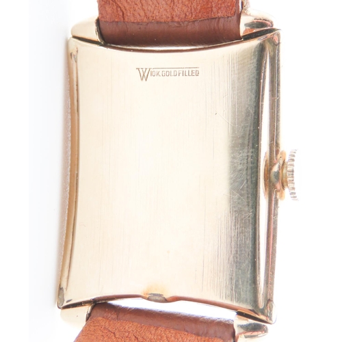 387 - Mathey Tissot 10 Carat Gold Filled Watch with Brown Leather Strap