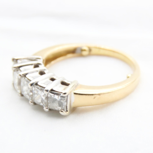 39 - Five Stone Princess Cut Diamond Ring Mounted in 18 Carat Yellow Gold Ring Size K Total Diamond Carat... 