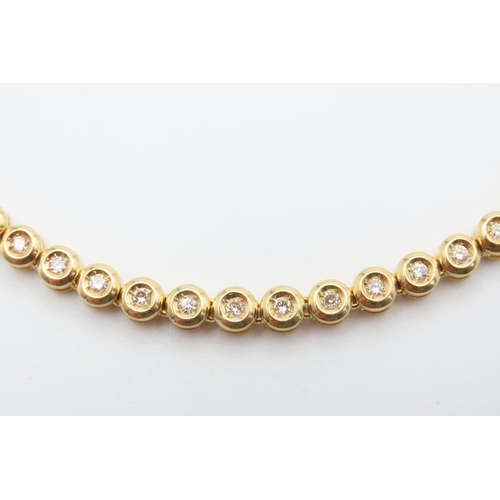 394 - 18 Carat Yellow Gold Bezel Set Thirty Seven Diamond Necklace 44cm Long Total Diamond Carat Weight 3.... 