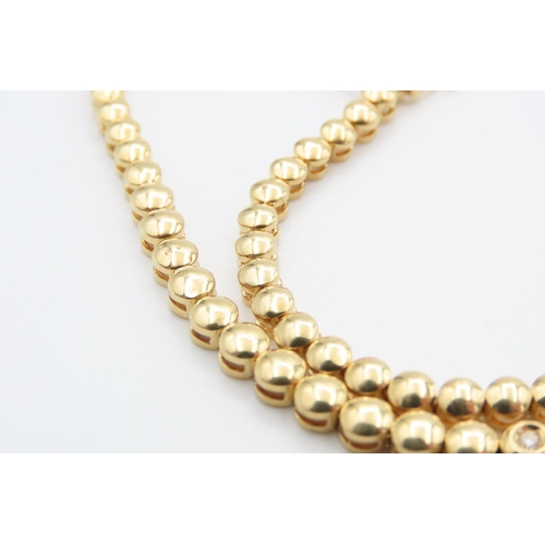 394 - 18 Carat Yellow Gold Bezel Set Thirty Seven Diamond Necklace 44cm Long Total Diamond Carat Weight 3.... 