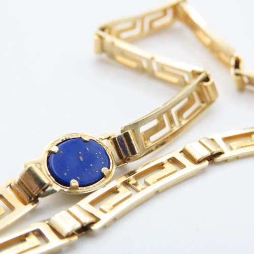 415 - Five Stone Lapis Lazuli Set Geometric Design Necklace Set in 14 Carat Yellow Gold 42cm Long