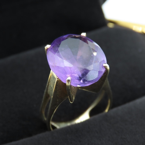 418 - Amethyst Set Statement Ring Mounted in 14 Carat Yellow Gold Ring Size L