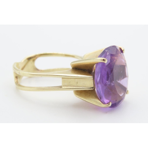 418 - Amethyst Set Statement Ring Mounted in 14 Carat Yellow Gold Ring Size L