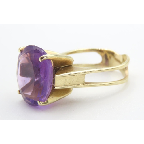 418 - Amethyst Set Statement Ring Mounted in 14 Carat Yellow Gold Ring Size L