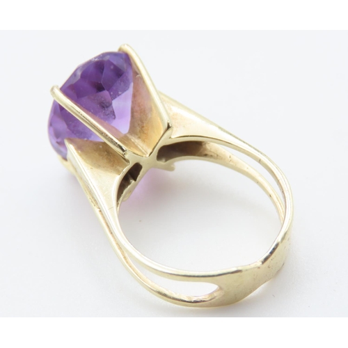 418 - Amethyst Set Statement Ring Mounted in 14 Carat Yellow Gold Ring Size L