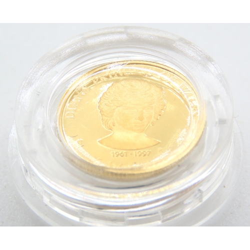 423 - Royal Monarch Pure Gold Diana Princess of Wales 5 Dollars Gold Token Coin Elizabeth II Cook Islands ... 