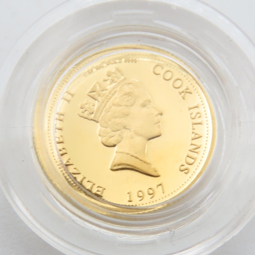 423 - Royal Monarch Pure Gold Diana Princess of Wales 5 Dollars Gold Token Coin Elizabeth II Cook Islands ... 