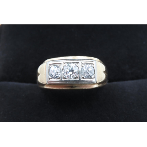 425 - Three Stone Diamond Set Gents Ring Set in 14 carat Yellow and White Gold Total Diamond Carat Weight ... 