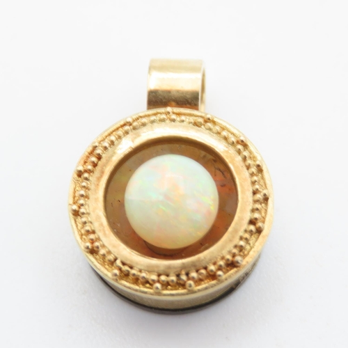 429 - Opal Bead Circular Form Pendant Set in 18 Carat Yellow Gold and Silver Back 1.5cm High